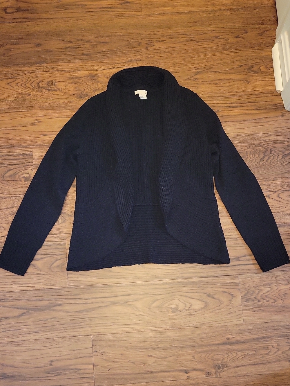 H&M Black Open-Front Ribbed Cardigan